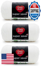 Red Heart Super Saver White Yarn - 3 Pack, 198g/7oz Each, Acrylic Worsted 4 