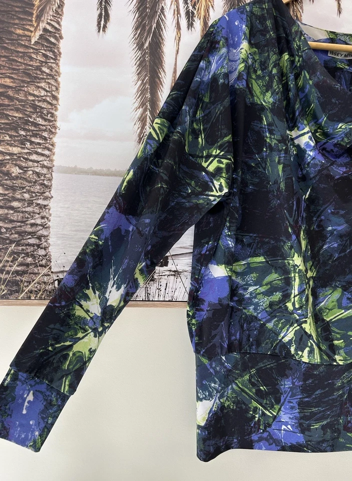 ISSEY MIYAKE длинным рукавом напечатано эластичной блузка размер 2 AU 10-12 - Изображение 2 из 4
