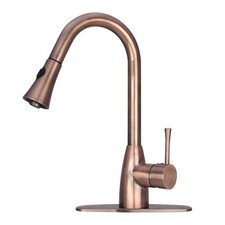 Akicon Antique Copper Pull Out Kitchen Faucet, Single Level Solid Brass Kitch...