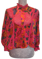 *Farm Rio* Hot pink & bright floral balloon sleeve top M (UK12/4)v