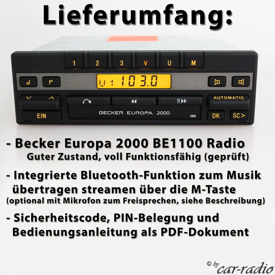 Original Mercedes W201 Radio Europa 2000 BE1100 Bluetooth Radio 190er 190E 190D - Bild 2 von 4