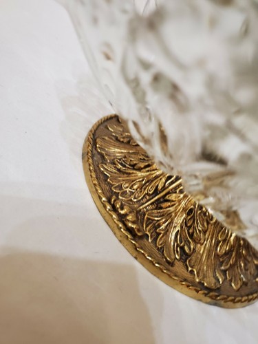 regency silversmith brass pedestal glass bowl center piece w/ brass serving hand - Picture 3 of 5