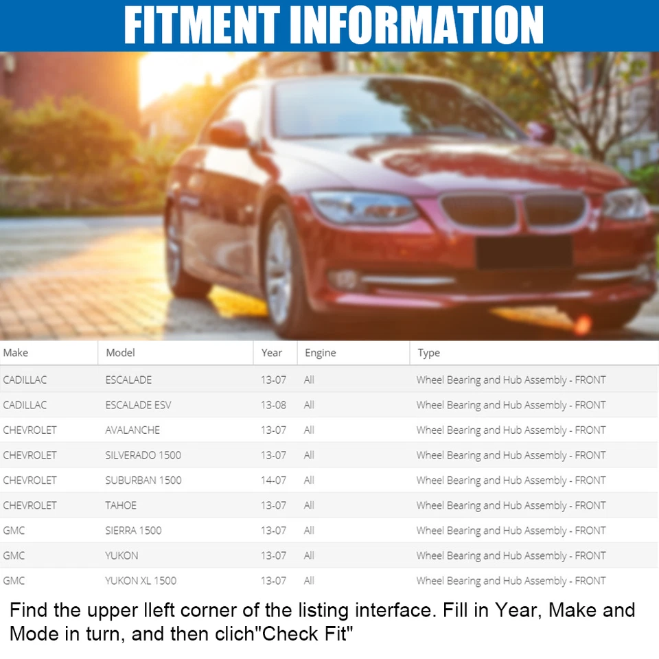 2PCS Front Wheel Bearing Hub for Chevy Silverado GMC Sierra 1500 Escalade 515097 Foto 3 de 4