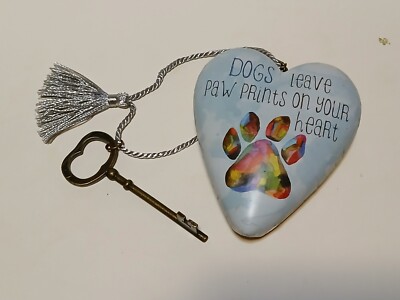 Demdaco Art Heart Figurine ''Dogs Leave Paw Prints on Your Heart'' Rainbow Bridge