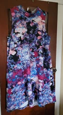 Belle Sky Women's XL Floral Sleeveless Swing A Line Polyester Spandex Dress