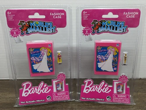Lot of 2 - World's Smallest Barbie Swimsuit & Totally Hair with Fashion Case NEW