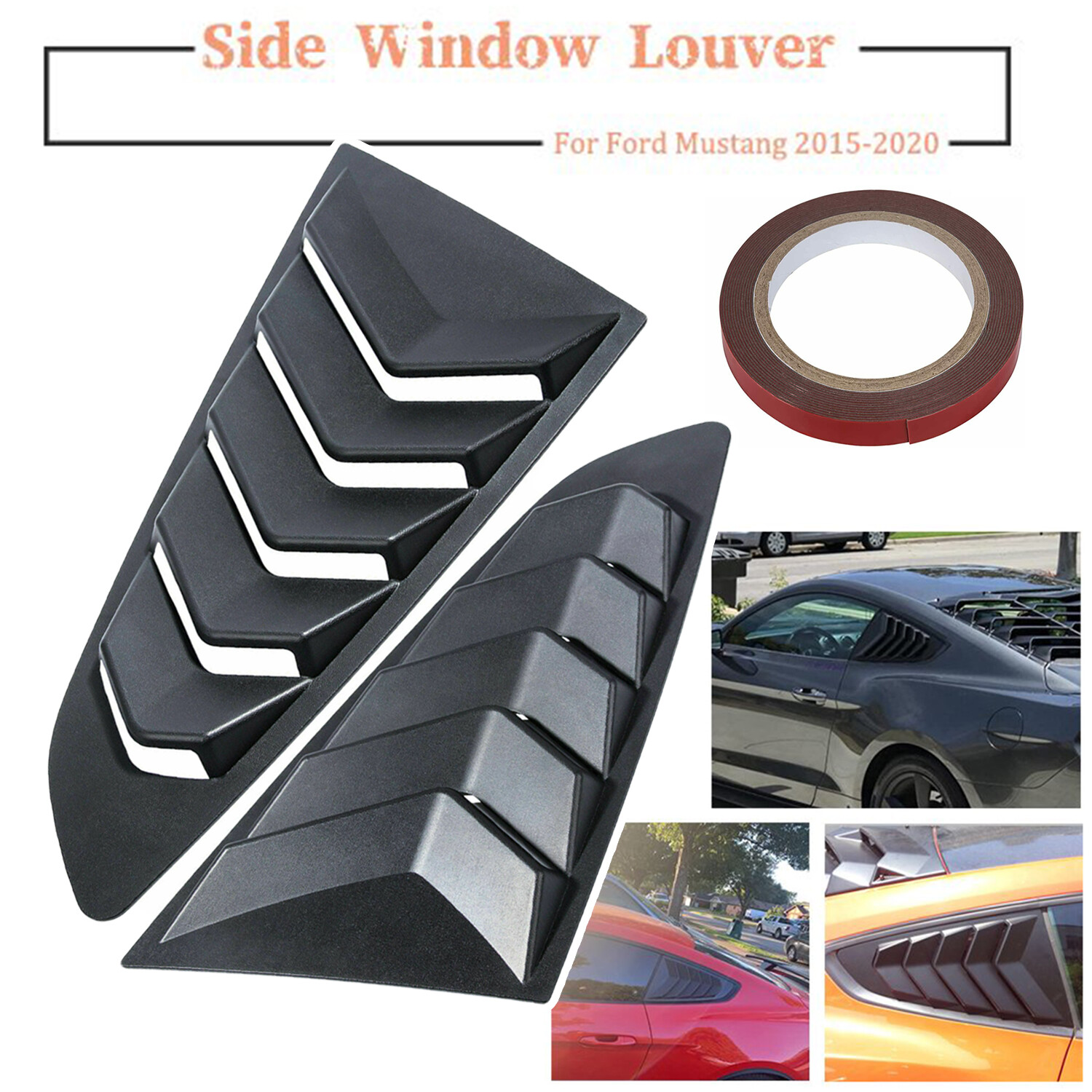 Ford Mustang 2015-2021 Side Window ABS Louvers Windshield Sun Shade Cover  