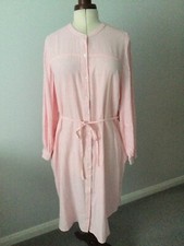 Marks & Spencer Ladies Stunning Pink Stripe Linen Mix Shirt Dress Size L BNWT