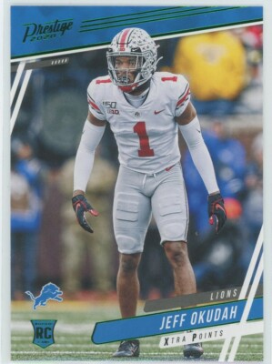 2020 Prestige Xtra Points Green #256 Jeff Okudah Rookie Card Detroit Lions