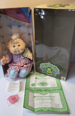 1995 Cabbage Patch Kids Baby Collette Nan In Box Green Eyes Xavier Roberts 