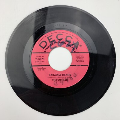 Four Aces Ciao Bambina / Paradise Island Promo Record 45 RPM Vinyl