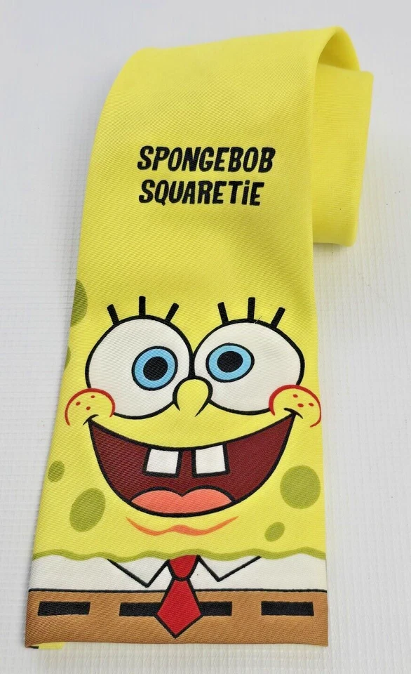 Gravata Nickelodeon Bob Esponja Vintage 2004 Desenho Animado Engraçado Viacom Amarela - Imagem 2 de 4
