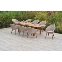 Merxx GartenmöBel Arrone Set 9Tlg. 8 Sessel Inkl Sitzkissen+1 Doppelausziehtisch