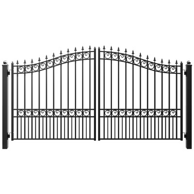 ZUMI 12ft x6ft Dual Swing Gates for Driveway Outdoor Steel Driveway Fence Gates