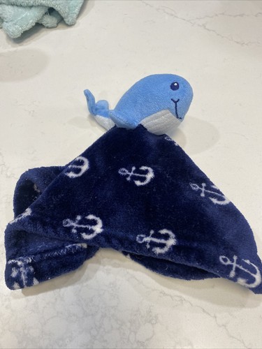 HB Hudson Lovey Baby Blue Whale Anchors Plush Security Blanket Lovie 14x14” - Picture 6 of 9