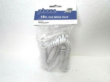 18' FT Handset Phone Coiled Cord white RJ22 Modular Plugs Each End 4P4C