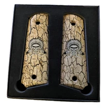 1911 fits Grips Colt Gov & Clones Warrior  UV Printed On Wood Chief Skull