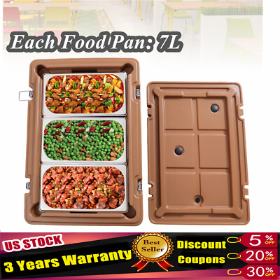 Commercial Insulated Food Pan Carrier Box Catering Hot Cold Chafing Dish 3 Pans