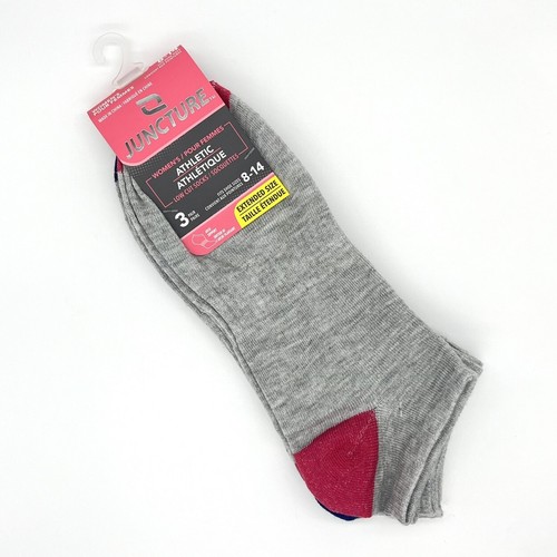 3 Pair Juncture Ankle Socks Womens 814 Low Cut Extended Size Athletic
