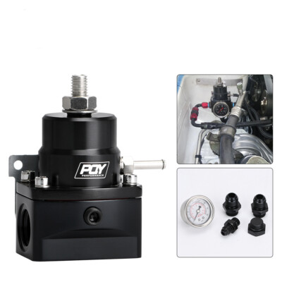 Black Adjustable Efi Fuel Pressure Regulator Bypass Gauge 6AN 8AN - Foto 12