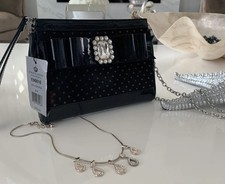 My Flat In London Purse Crystal Logo Nwt $183 Messenger & Crystal Necklace