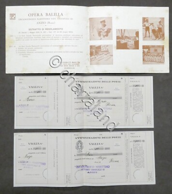 Vitt. Maritime Orphanage Emanuele III - Anzio - Regulation + 2 vouchers 1930