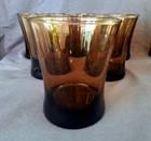 Anchor Hocking Lowball  Linden Smokey Brown Vintage Drinking Glasses Set 6 Mcm