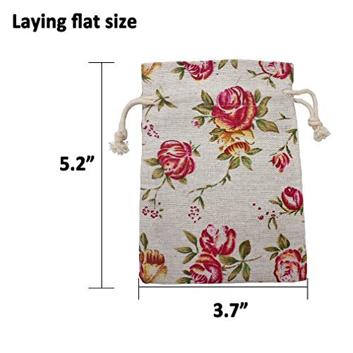 Lot of 24 Rose Drawstring Bags Burlap Flower Pouch Bags 24 Count (Pack of 1) - Picture 3 of 8