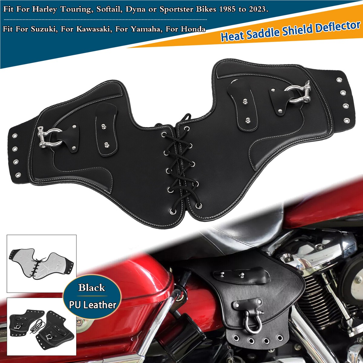 Black Heat Saddle Shield Deflector For Harley Electra Road Glide Dyna Low  Rider