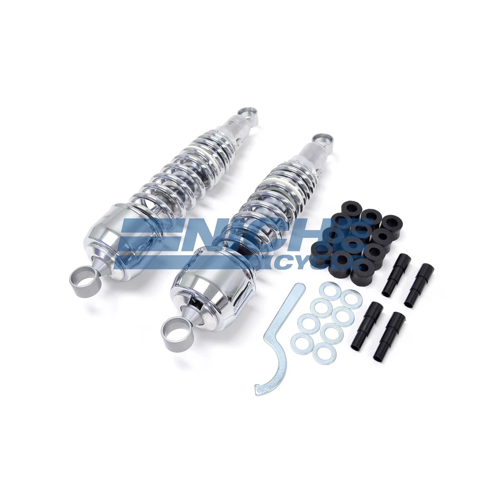 Amortiguadores traseros cromados ojo/ojo Kawasaki KZ400 A/B/C/D/S 74-79 325 MM Foto 2 de 3