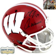 Melvin Gordon Signed Wisconsin Badgers Schutt Red & White Helmet 
