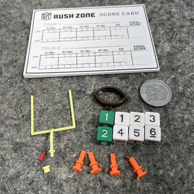 NFL Rush Zone Football Board Game Replacement Parts Dice Coin Toss Score Card +