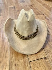 Vintage Suede Leather Cowboy Hat United Hatters Cap Millinery Tan Size M