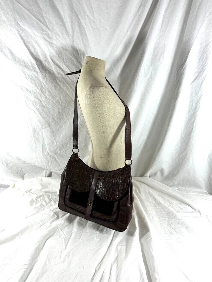 Genuine JANE AUGUST brown leather flap shoulder bag - Image 2 of 4