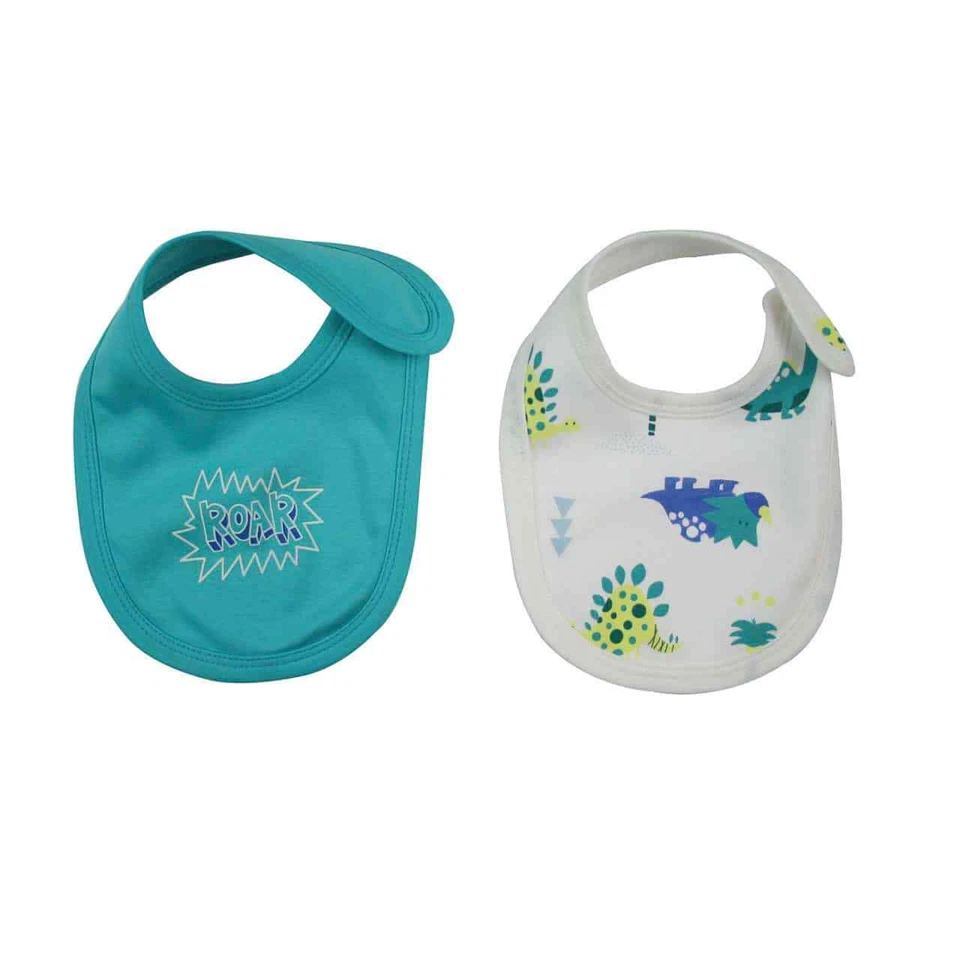 Baby Corner 2er Set Baby Lätzchen Latz Dinosaurier Weiß Grün Größe Einhe...