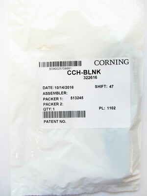 Corning CCH-BLNK CCHE Blanking Plate Black, New!