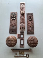 Original antique Eastlake mortise lock set by F.C. Linde & Co. (1880/90s)