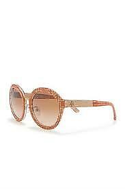 Tory Burch 54mm Round Amber Check Women&#039;s Sunglasses AMBER CHECK 255$ | eBay