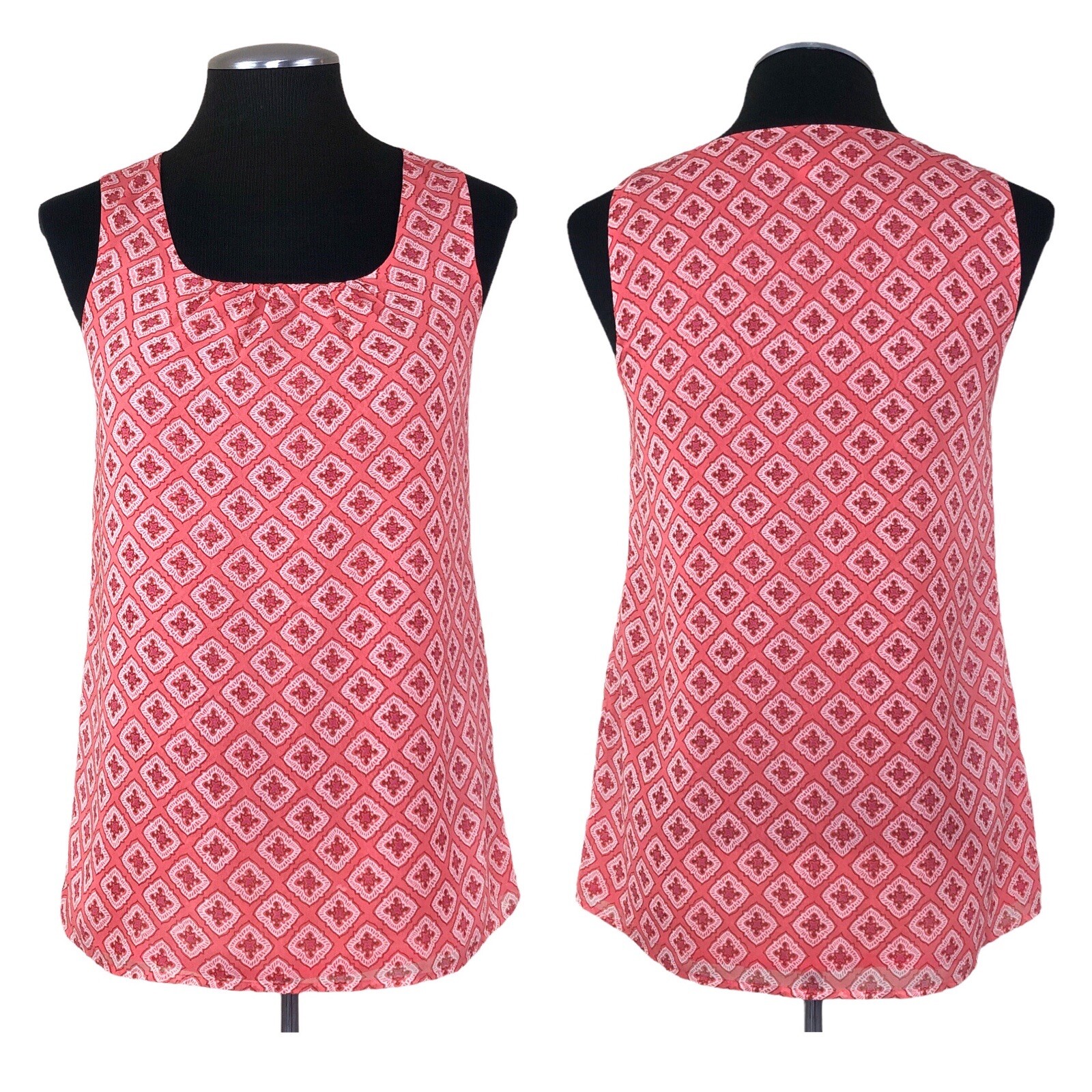 LOFT - Diamond Geometric Square Neck Shell Top - … - image 1