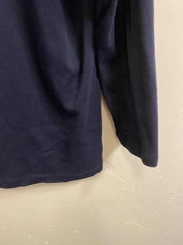 Lauren Ralph Lauren Women’s Navy Long Sleeve V-Neck Cotton Tee Shirt - Picture 8 of 14