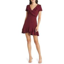 Altar'd State Faux Wrap Dress Burgundy Size M