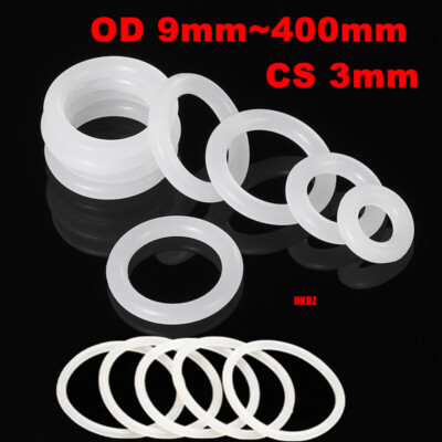 Weiß O-Ringe Lebensmittelqualität Silikon Metrische 6mm Querschnitt  9~400mm OD