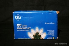 100 Lights Miniature Set GE 239588 Clear bulb/green wire Xmas Party