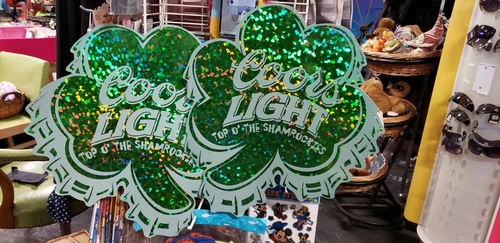 2 RARE VINTAGE COORS LIGHT TOP O' THE SHAMROCKIES ST. PATRICKS DAY SIGNS 2 Sided