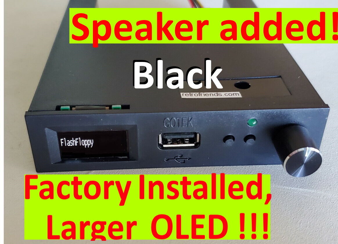 Gotek Black USB Floppy Emulator OLED,Speaker,Dial - Amiga Atari IBM Roland AKAI