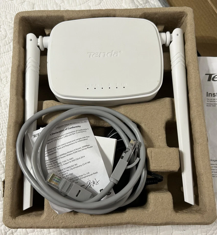 NEW IN BOX TENDA MODEL N301 WIRELESS WIFI N300 EASY SETUP ROUTER - Image 3 of 4