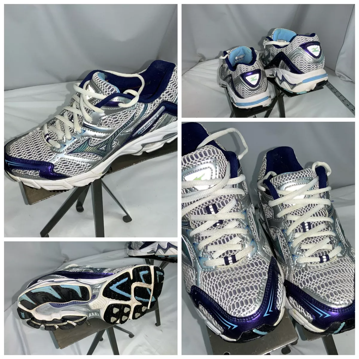 Mizuno Wave Inspire 6 Sz 8 Women Silver Blue Running Shoes Worn Twice YGI  J1S-38