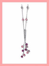 NEW Brighton ELORA GEMS Pink Purple Crystal Silver Y Necklace MSRP 98 NWT
