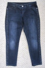 Cache Rhinestone Dark Blue Denim Wash Jeans Stretch Pants 8