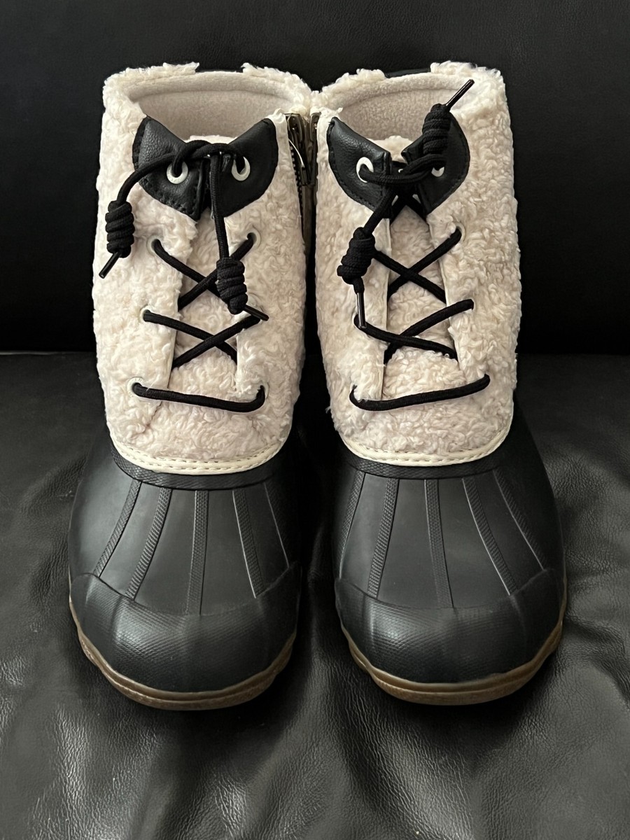Sperry Syren Gulf Sherpa Duck Boots Women's Size Black White